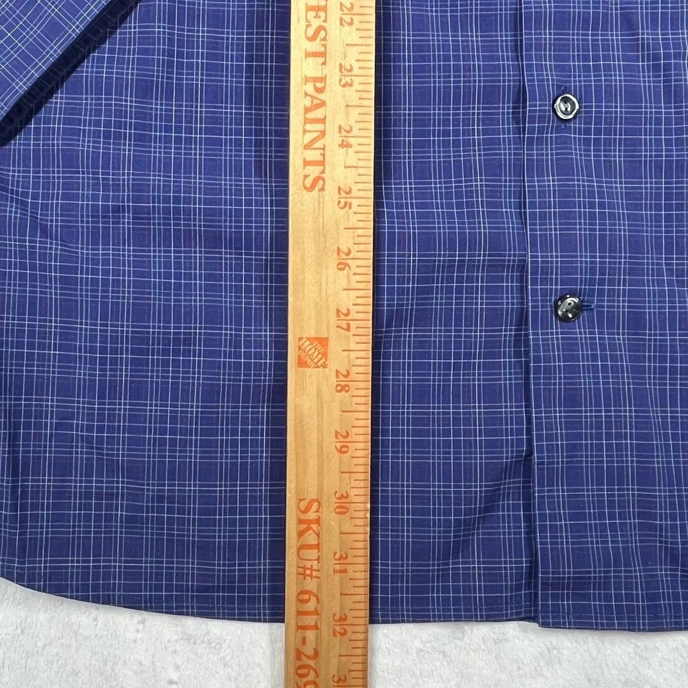Eton Button Down Mens XL Blue Micro Check Contemporary Fit Cotton Dress Shirt - Picture 8 of 11
